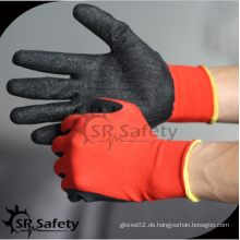 SRSAFETY 13g rote Polyester beschichtete Latexhandschuhe / made in China